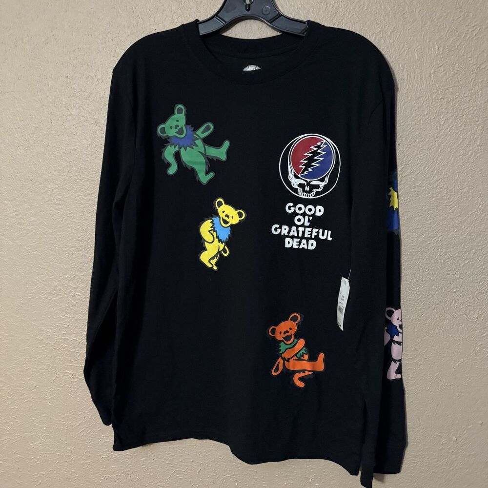 Good Ol’ Grateful Dead Black Long Sleeve Shirt Adult Medium Dancing Bears NWT